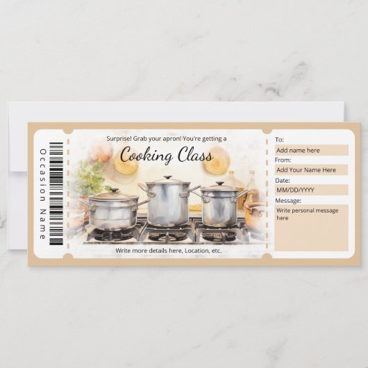 Verrassing Koken klasse Cadeaubon Sjabloon Kaart (Voorkant)