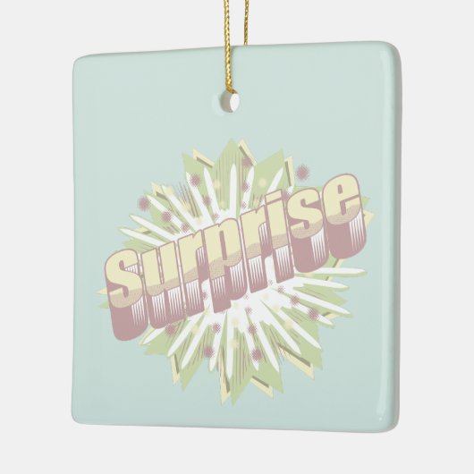 Verrassing onomatopee explosie keramisch ornament (Links)