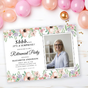 Verrassing Pensioenfeest Elegante Pastel Bloemen Kaart