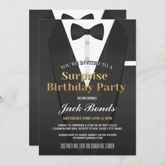 Verrassing Tuxedo Black Stropdas Event Verjaardags Kaart (Voorkant / Achterkant)