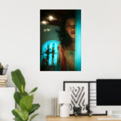 Verrassing, uit een deur gluren poster (Thuiskantoor)