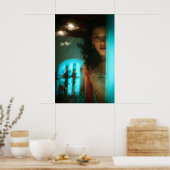 Verrassing, uit een deur gluren poster (Keuken)