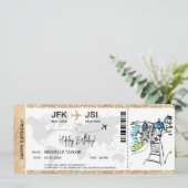 Verrassing Verjaardag Boarding Pass Trip Ticket Gr Kaart (Staand voorkant)