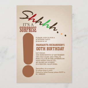 Verrassing verjaardagsfeest typografische uitnodig kaart