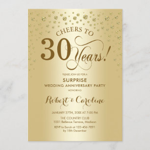 Verrassingsfeest 30-jarig jubileum in goud kaart