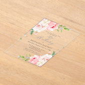 Verrassingsfeest 70e Verjaardag Roze pioenroos Blo Acryl Uitnodigingen (Laagn)