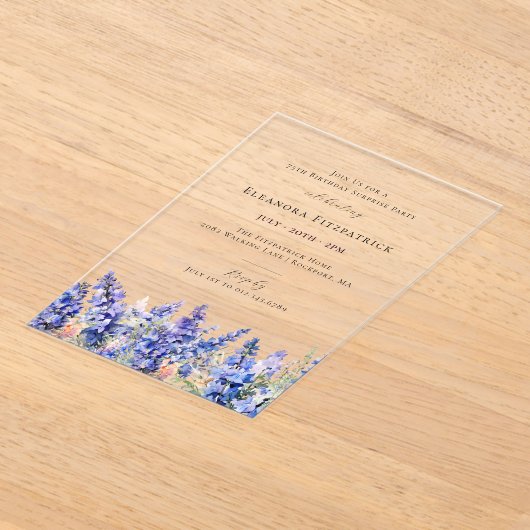 Verrassingsfeest 75e Verjaardag Juli Geboortebloem Acryl Uitnodigingen (Laagn)