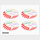 verrassingsfeestje belabbel ovale sticker (Vel)