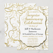 Verrassingsjubileumuitnodiging Wit Goud Spiraal Kaart (Voorkant / Achterkant)