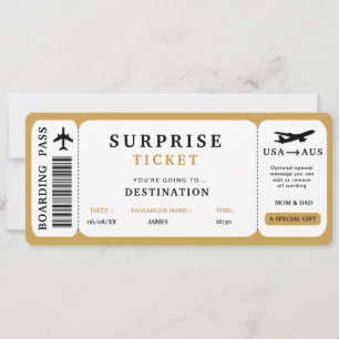 Verrassingsreis Ticket Plane Travel Boarding Pass Kaart