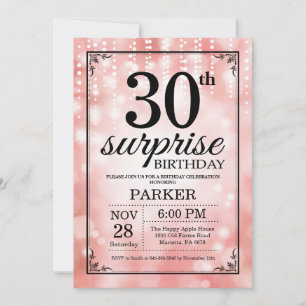 Verrassingsuitnodiging 30e verjaardag Roze Glitter Kaart