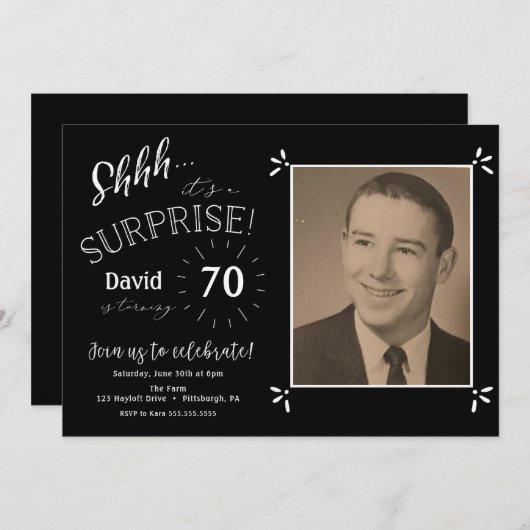 Verrassingsuitnodiging voor verjaardag kaart (Voorkant / Achterkant)