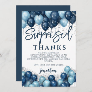 Verrassingsverjaardagsfeestje dank u bedankkaart