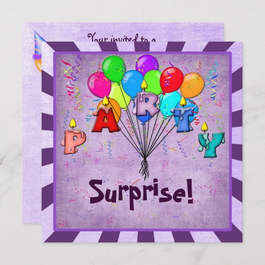 Verrassingsverjaardagsfeestje uitnodiging (Voorkant / Achterkant)
