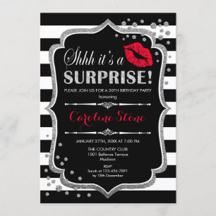 Verrassingsverjaardagsfeestje - Zwart Rood Zilver Kaart