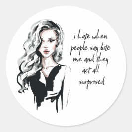 Verrast bijt me ronde sticker