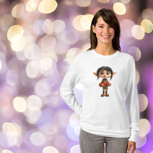 Verrast Meisje Kerst Elf Vrouwen T-shirt