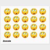 Verraste gele emoji ronde sticker (Vel)