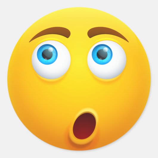 Verraste gele emoji ronde sticker (Voorkant)