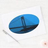 Verrazano brug in blauw ovale sticker (Envelop)