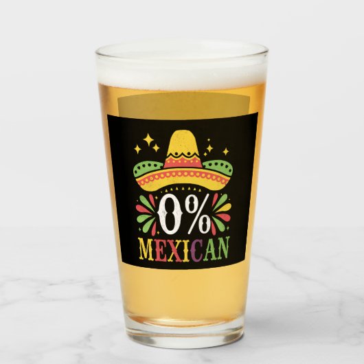Verre 0% Mexicain Zéro Pour Cent Drôle Cinco De Mayo (Devant (rempli))