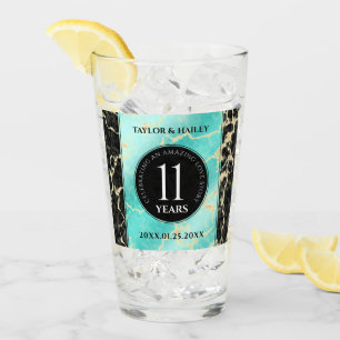 Verre 11ème anniversaire de Mariage turquoise