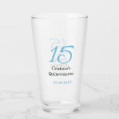 Verre 15e anniversaire de quinceanera bleu noir lettre n (Dos)