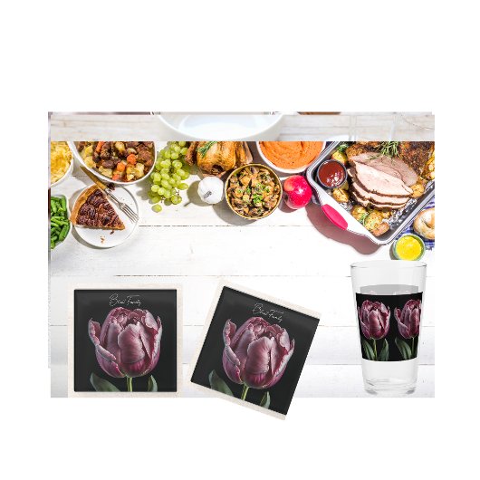 Verre 16 0z "Elegant Purple Tulip" Style américain - Ver