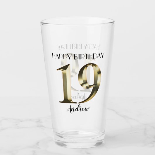 Verre 19e anniversaire d'or métallique (Devant)