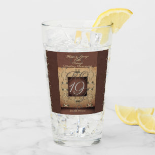 Verre 19e anniversaire Mariage bronze et Rose