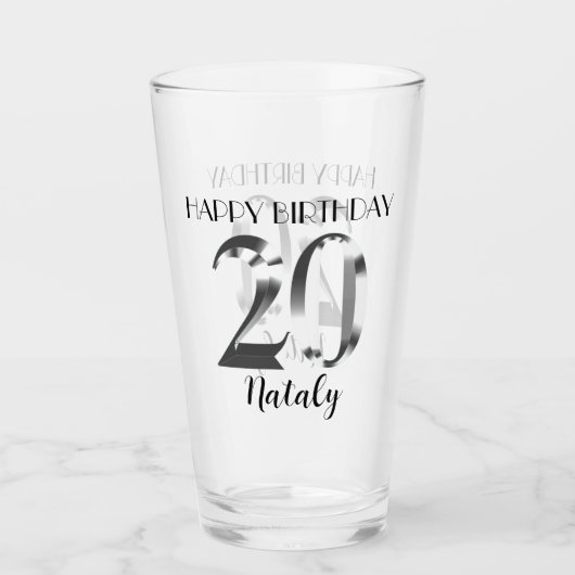 Verre 20e anniversaire d'argent métallique (Devant)