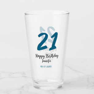 Verre 21 ans audacieux lettre bleue simple minimum