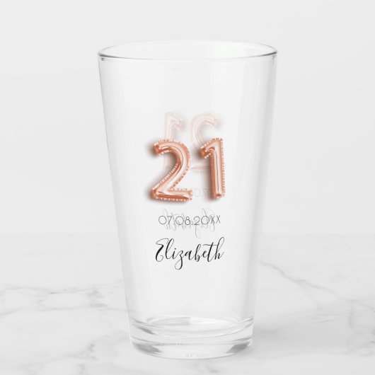 Verre 21e anniversaire rose or nom (Dos)