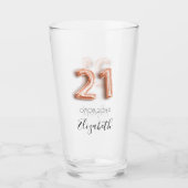 Verre 21e anniversaire rose or nom (Devant)
