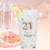 Verre 21e anniversaire rose or nom