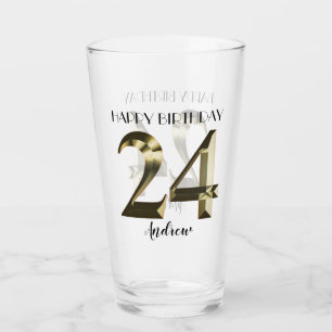 Verre 24e anniversaire d'or métallique