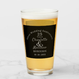 Verre 25e anniversaire Mariage d'argent personnalisé
