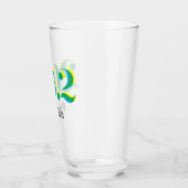 Verre 26.2 Marathon courrant un texte bleu gras jaune (Gauche)