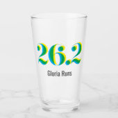Verre 26.2 Marathon courrant un texte bleu gras jaune (Devant)