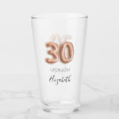 Verre 30e anniversaire rose nom confetti en or (Devant)