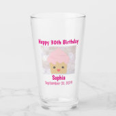 Verre 30e Joyeux anniversaire mignon Cupcake rose Souven (Devant)