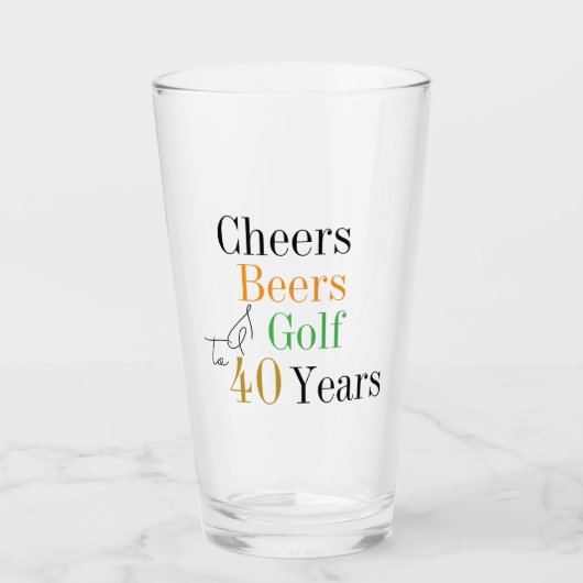 Verre 40e anniversaire Cheers and Beers Golf Black and G (Devant)