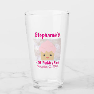 Verre 40e Anniversaire Favoriser Cute Rose Cupcake Beer 