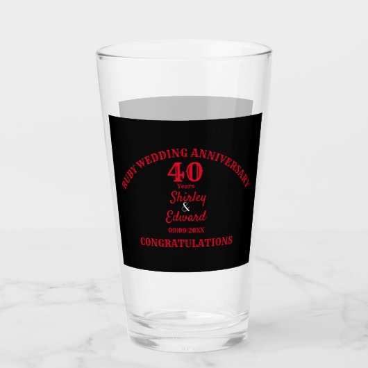Verre 40e Anniversaire Ruby Cadeau Mariage : Personnalis (Devant)
