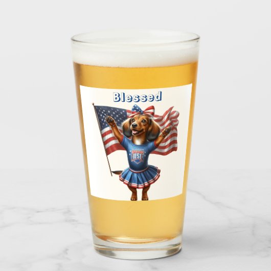 Verre 4 juillet Dachshund Beer (Devant (rempli))