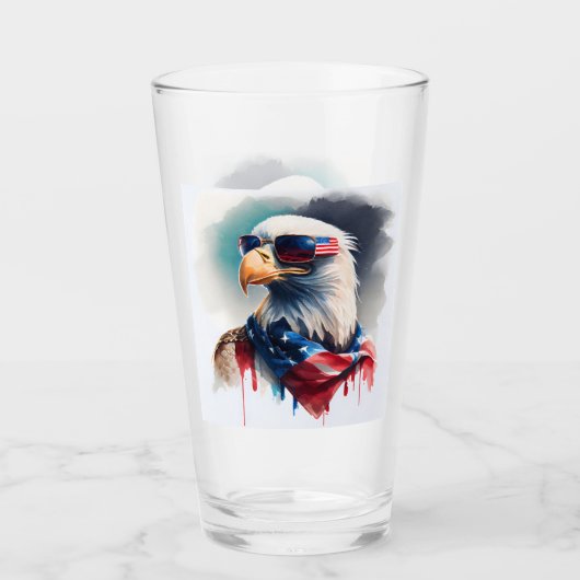 Verre 4 juillet d'aigle patriotique (Devant)