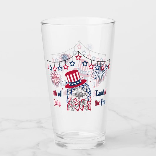Verre 4 juillet Fête de l'Indépendance Aigle américain (Devant)