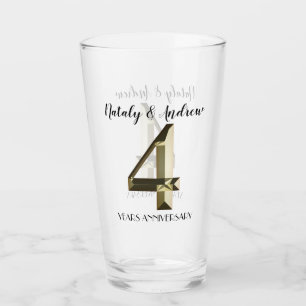Verre 4e anniversaire Mariage d'or métallique
