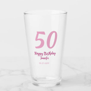 Verre 50e anniversaire ajouter nom date année rose rouge