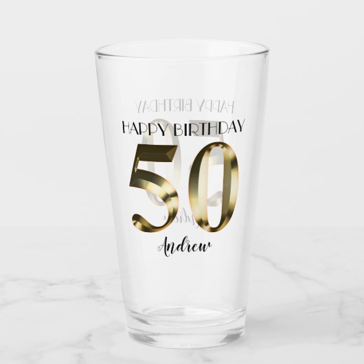 Verre 50e anniversaire d'or métallique (Devant)